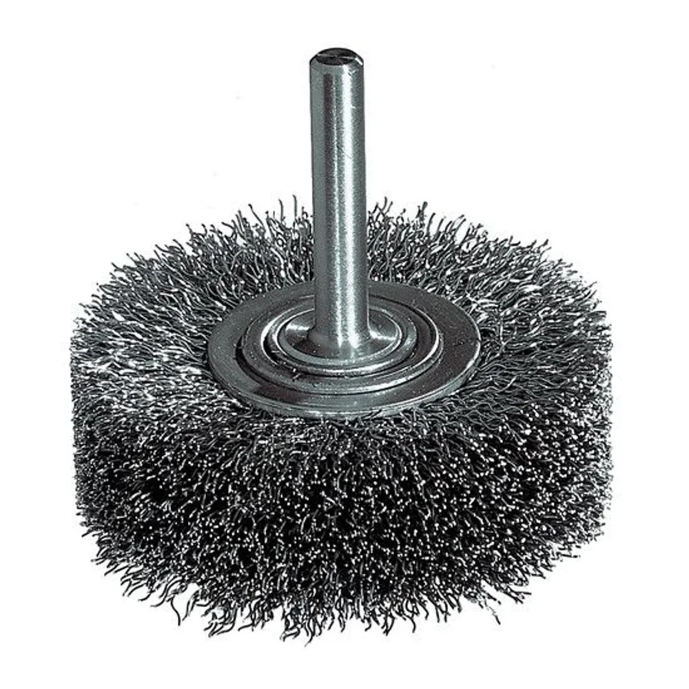 Круглая стальная проволочная щетка D60х20м, хвостовик 6 мм