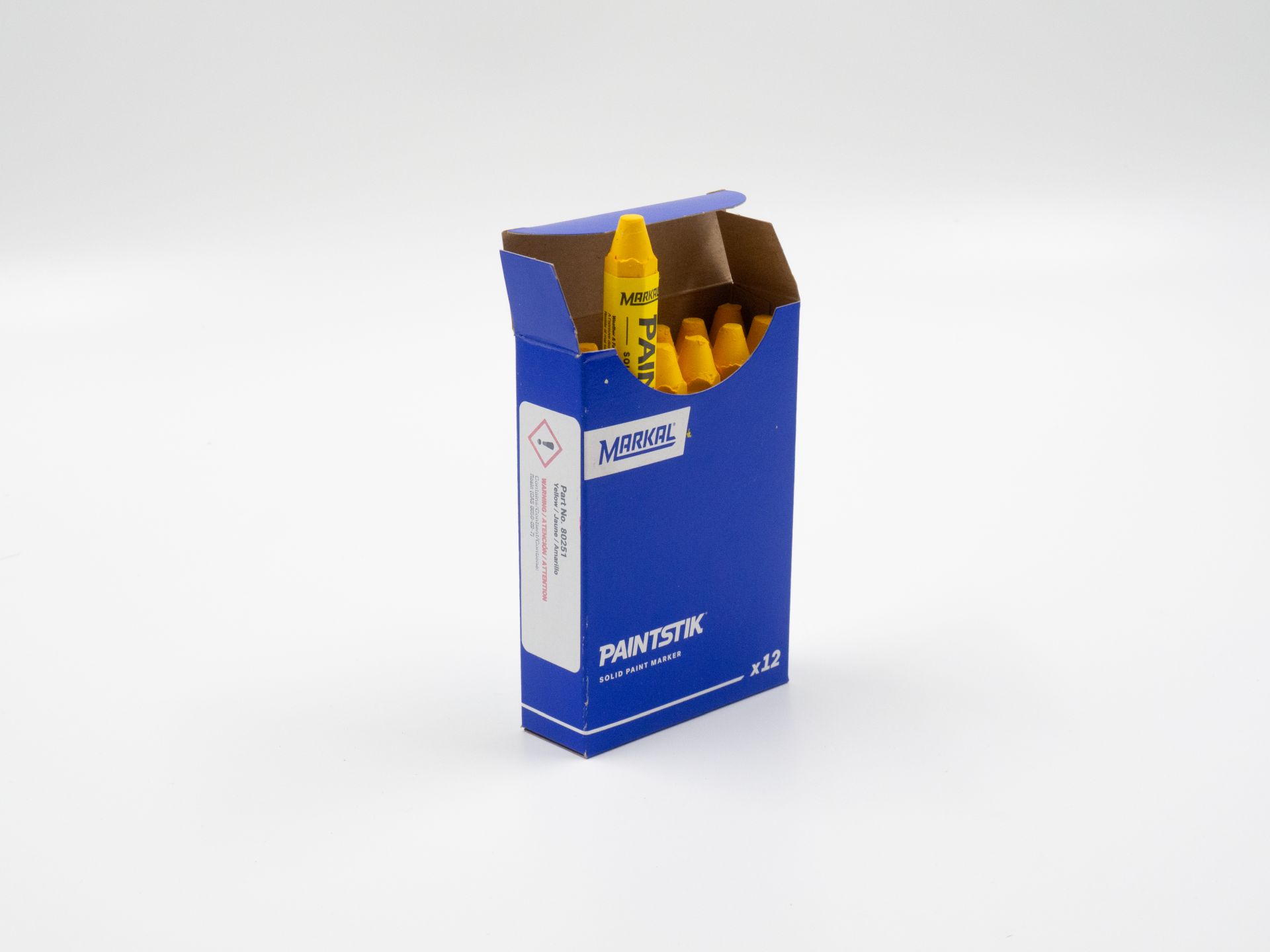 Восковой мел несмываемый желтый, шестигранный (упак. 12 шт.)