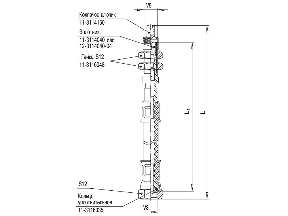 Удлинитель гибкий У8-125 (12-3116010-03); 140/125 мм