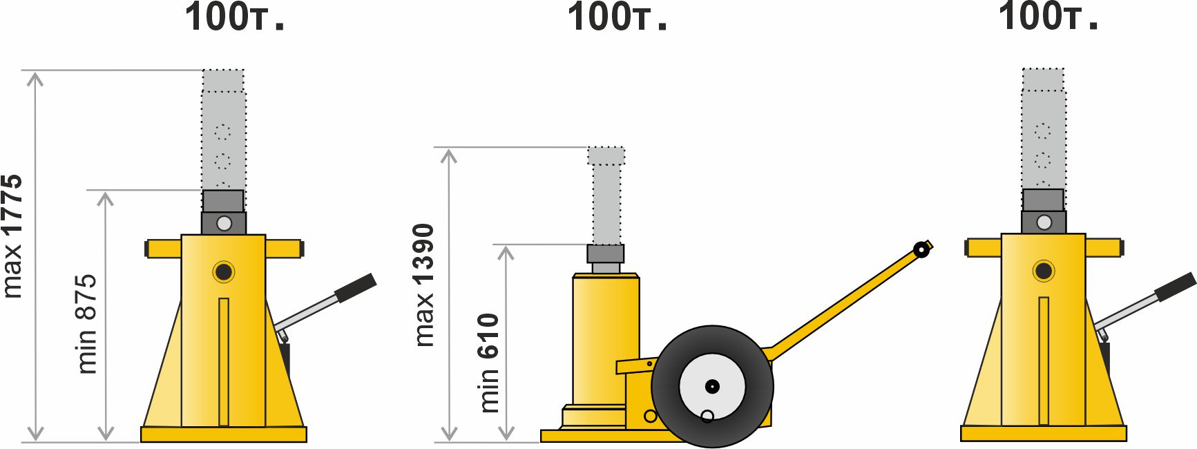 Стандартный набор НПФ-100/875-1390 для подъема и фиксации спецтехники; г/п 100т.; 875-1390 мм