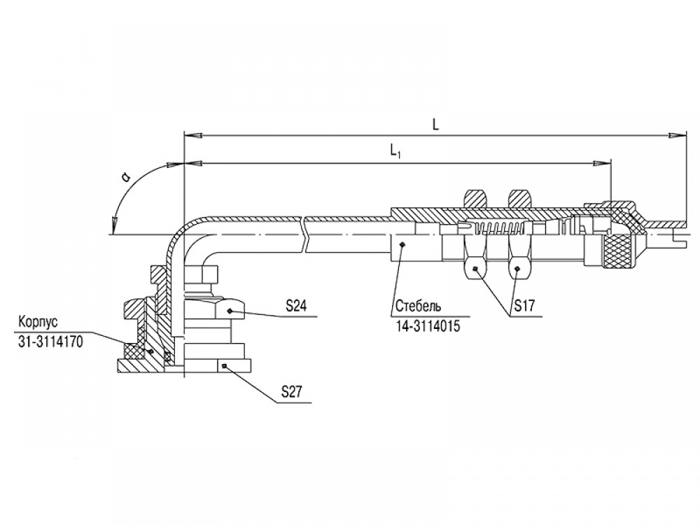 Вентиль КГ-115 (31-3114010-17); 132/115 мм; 90 град.