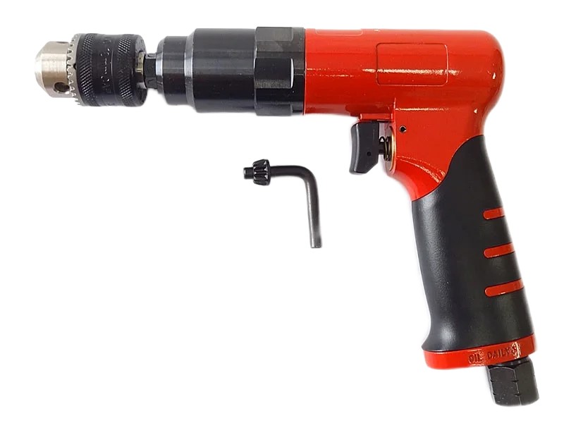 Низкооборотная пневмодрель с пистолетной ручкой и патроном с ключом; 1000 об/мин; 280 л/мин; 6,2 бар; 1,4 кг
