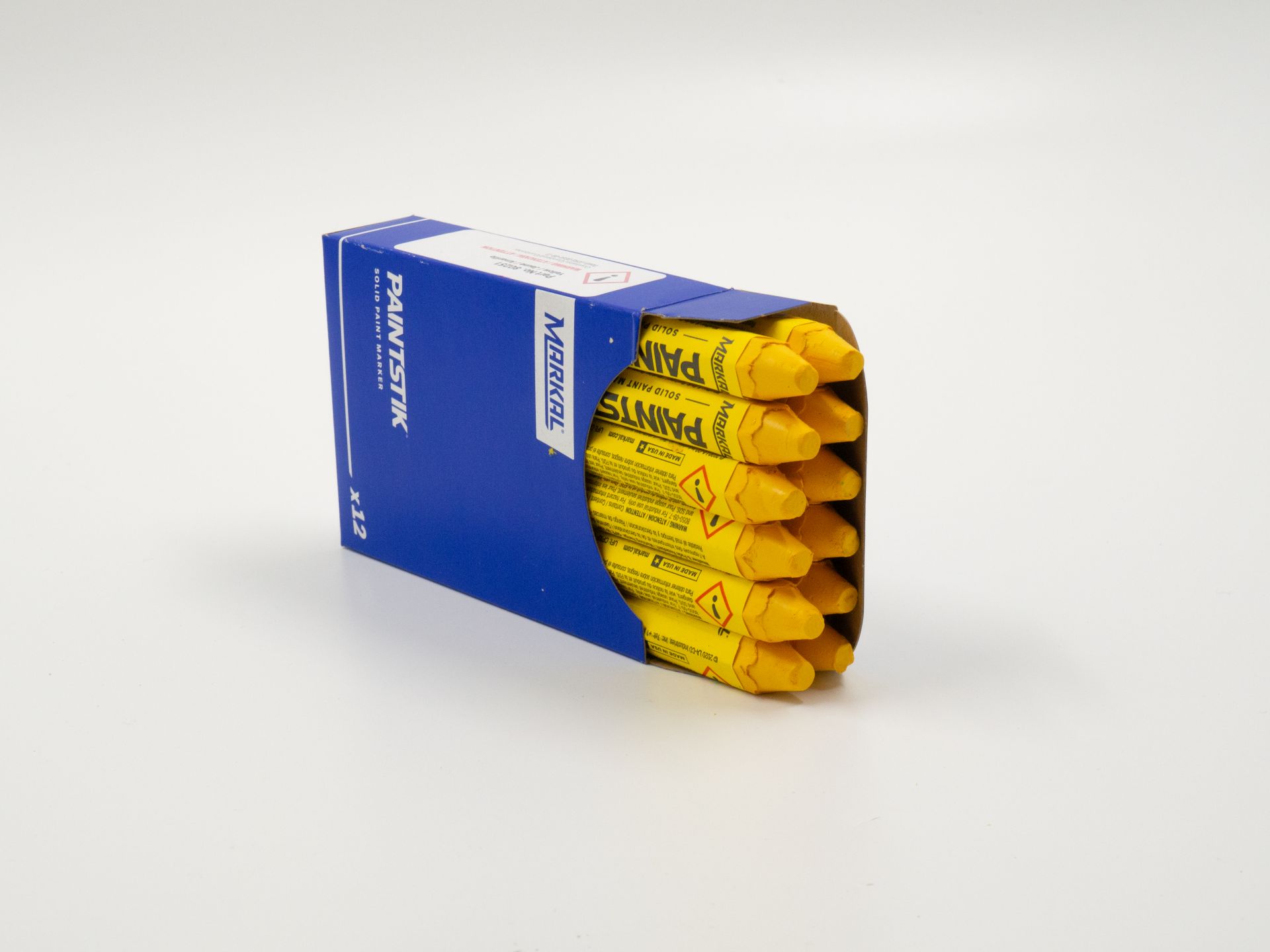 Восковой мел несмываемый желтый, шестигранный (упак. 12 шт.)