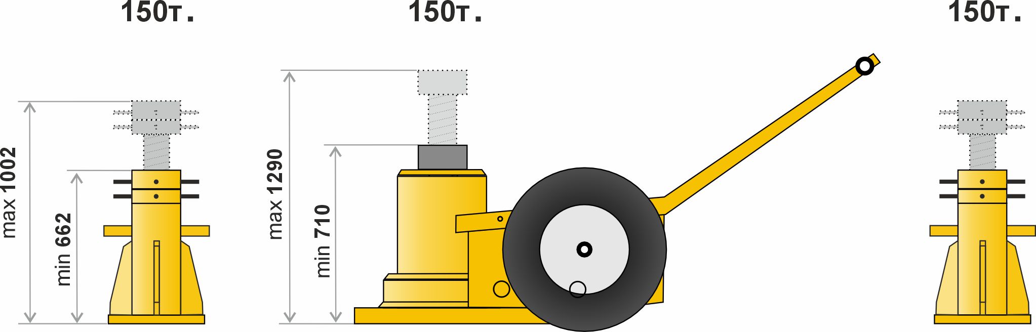 Базовый набор НПФ-150/710-1002 для подъема и фиксации спецтехники; г/п 150т.; 710-1002 мм