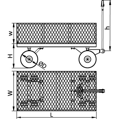 Тележка транспортировочная с поворотной осью; г/п 260 кг; 1220х610х400 мм; 26,1 кг