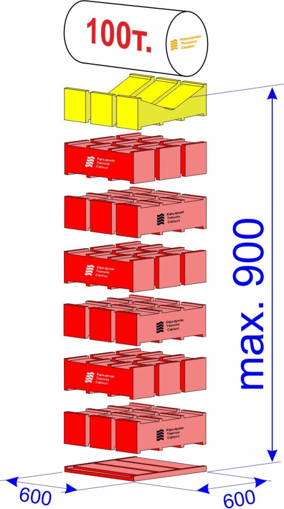 MSK-100/900 Специальный комплект для фиксации цилиндрических деталей; г/п 100 тонн; макс.высота 900 мм