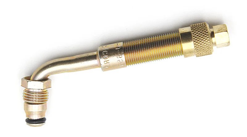 Вертлюжный угловой вентиль с большим отверстием для внедорожной техники (диаметр отверстия в диске 20,5 мм,  длина 80 мм, угол 100°)