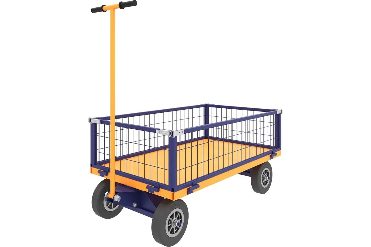 Платформенная тележка с поворотной осью; г/п 600 кг;  1400х800х1040 мм; 49,6 кг