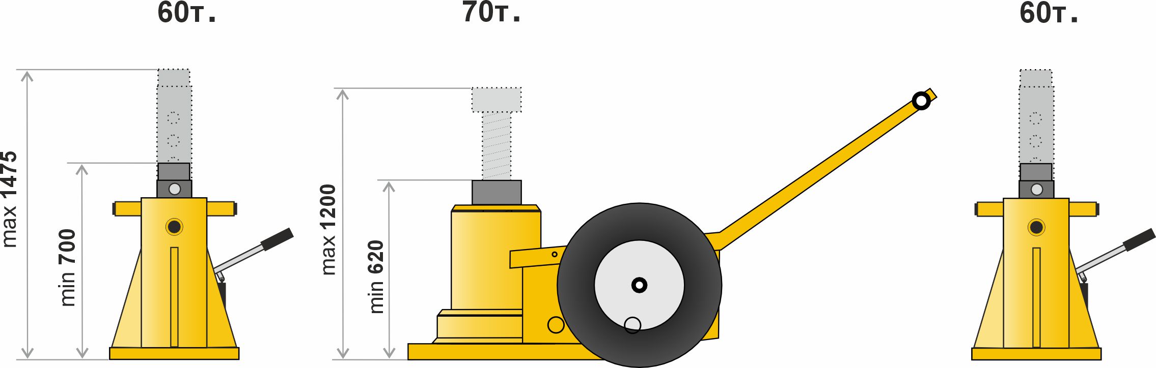 Стандартный набор НПФ-70/700-1200 для подъема и фиксации спецтехники; г/п 70т.; 700-1200 мм