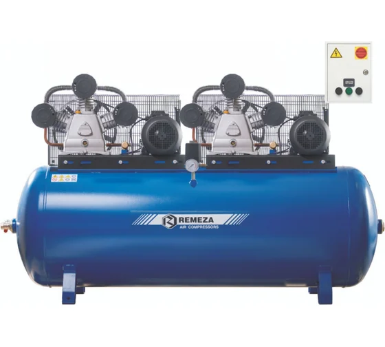 Компрессор Тандем (2 компрессора+2 эл.двигателя) для шиноремонтных мастерских, ременный; 380В; 1425 л/мин; 11 кВт; 10 атм.;  ресивер 500 л.; 365 кг. (Беларусь)