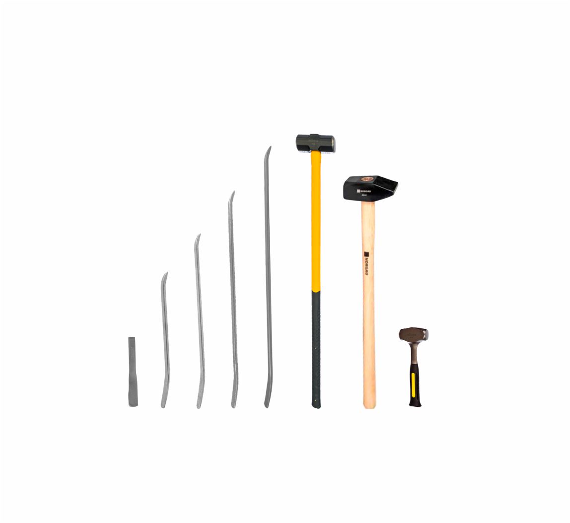 Монтажный комплект №4 (5 лопаток СТАНДАРТ, кувалда 3,0 кг; кувалда ручная цельнокованная 1,36 кг 270 мм; кувалда остроносая поперечная 5,0 кг 800 мм )