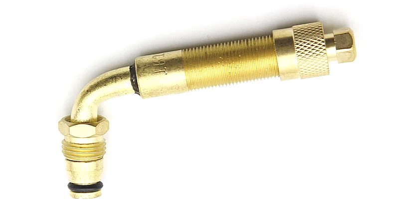 Вертлюжный угловой вентиль с большим отверстием для внедорожной техники (диаметр отверстия в диске 20,5 мм,  длина 63,5 мм, угол 100°) 