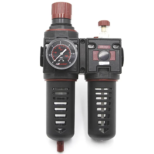 Блок подготовки воздуха (фильтр с влагоотделителем и регулятором давления + лубрикатор), разъём с резьбой 1/2", ударопрочный корпус