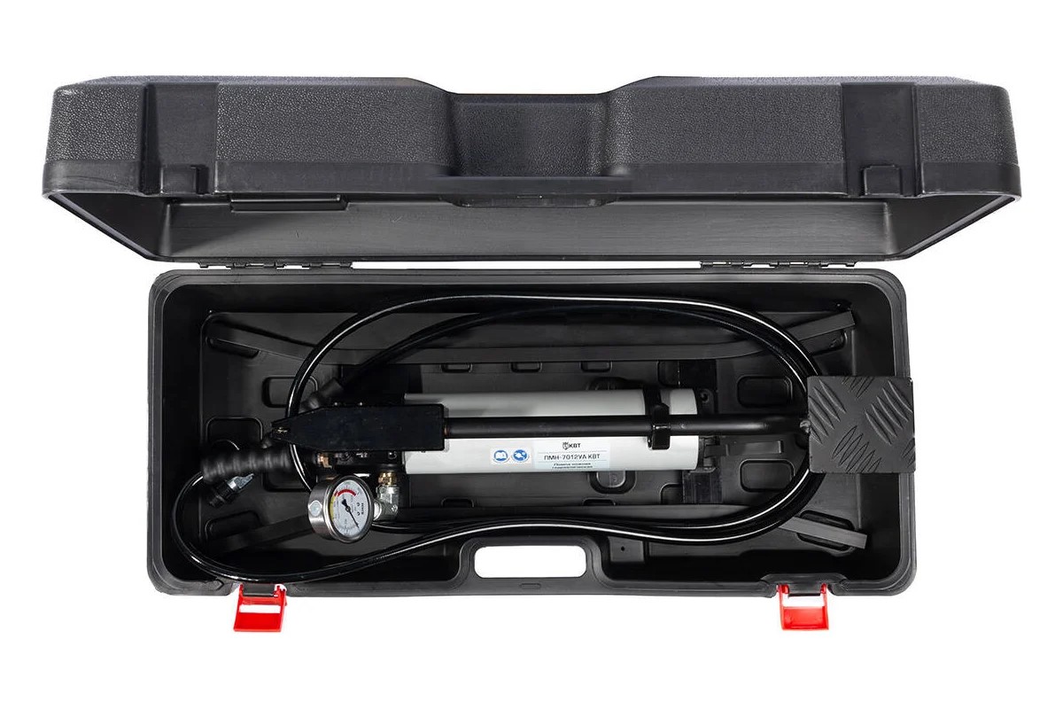 Ножной гидравлический насос, 1,2л.; 700 бар (помпа, РВД 3м; манометр, кейс)