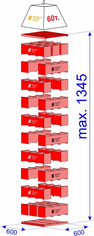 Универсальная система 60 тонн вывешивания самосвалов на высоту до 1345 мм