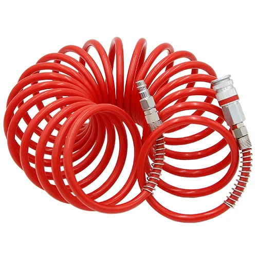 Шланг пневматический витой с наконечниками с наружной резьбой 1/4" (диаметр 7,5x10 мм, рабочая длина 3,5 м, макс. длина 7 м, макс. давление 25 бар)