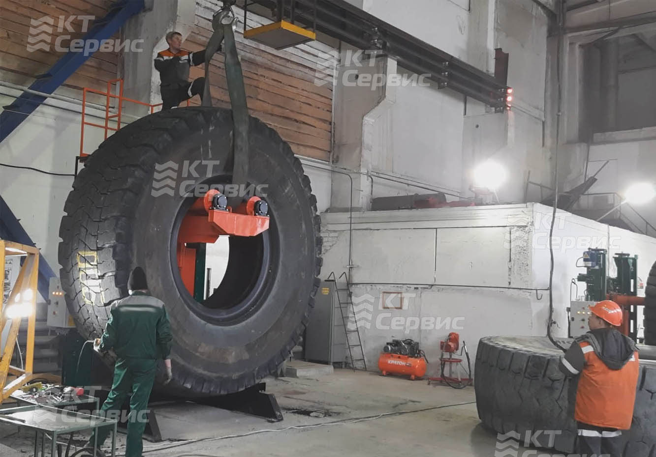 Установка КГШ на стойку-шинодержатель г/п 7500 кг для ремонта КГШ 49”-63”