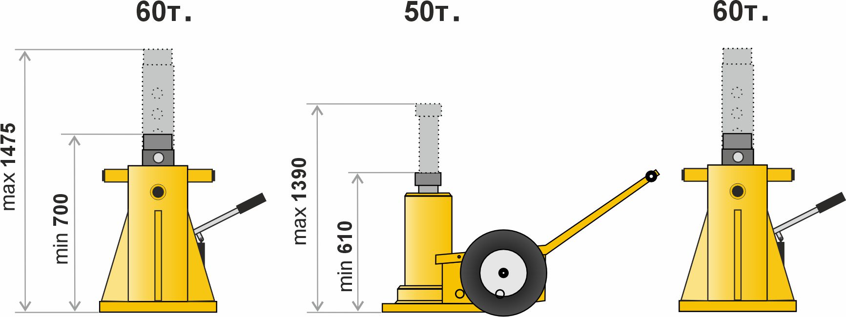 Стандартный набор НПФ-50/700-1390  для подъема и фиксации спецтехники; г/п 50т.; 700-1390 мм