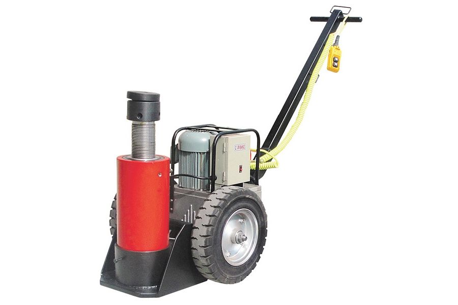Подкатной гидравлический домкрат ДПАТ 200Р со встроенным винтом-удлинителем; г/п 200т.; 810-1390 мм; пневмопривод 6 бар