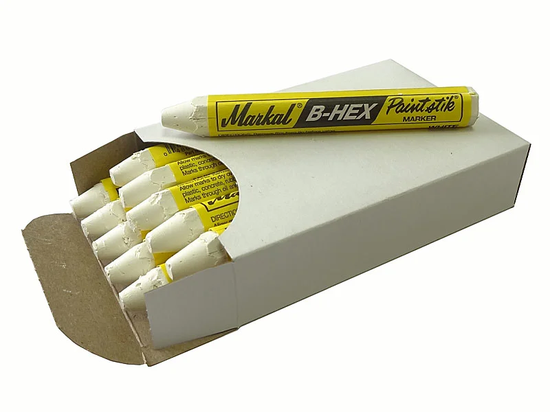 Восковой мел несмываемый белый, шестигранный (упак. 12 шт.)