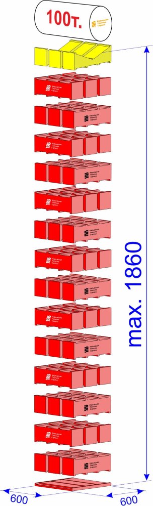 MSK-100/1860 Специальный комплект для фиксации цилиндрических деталей; г/п 100 тонн; макс.высота 1860 мм