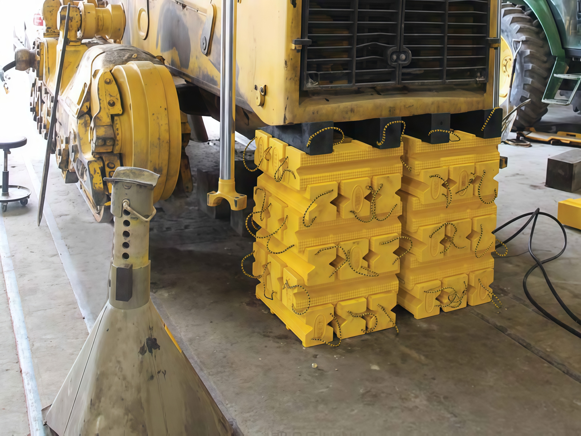 Силовая опора из модульных опорных блоков для вывешивания тяжелой карьерной техники